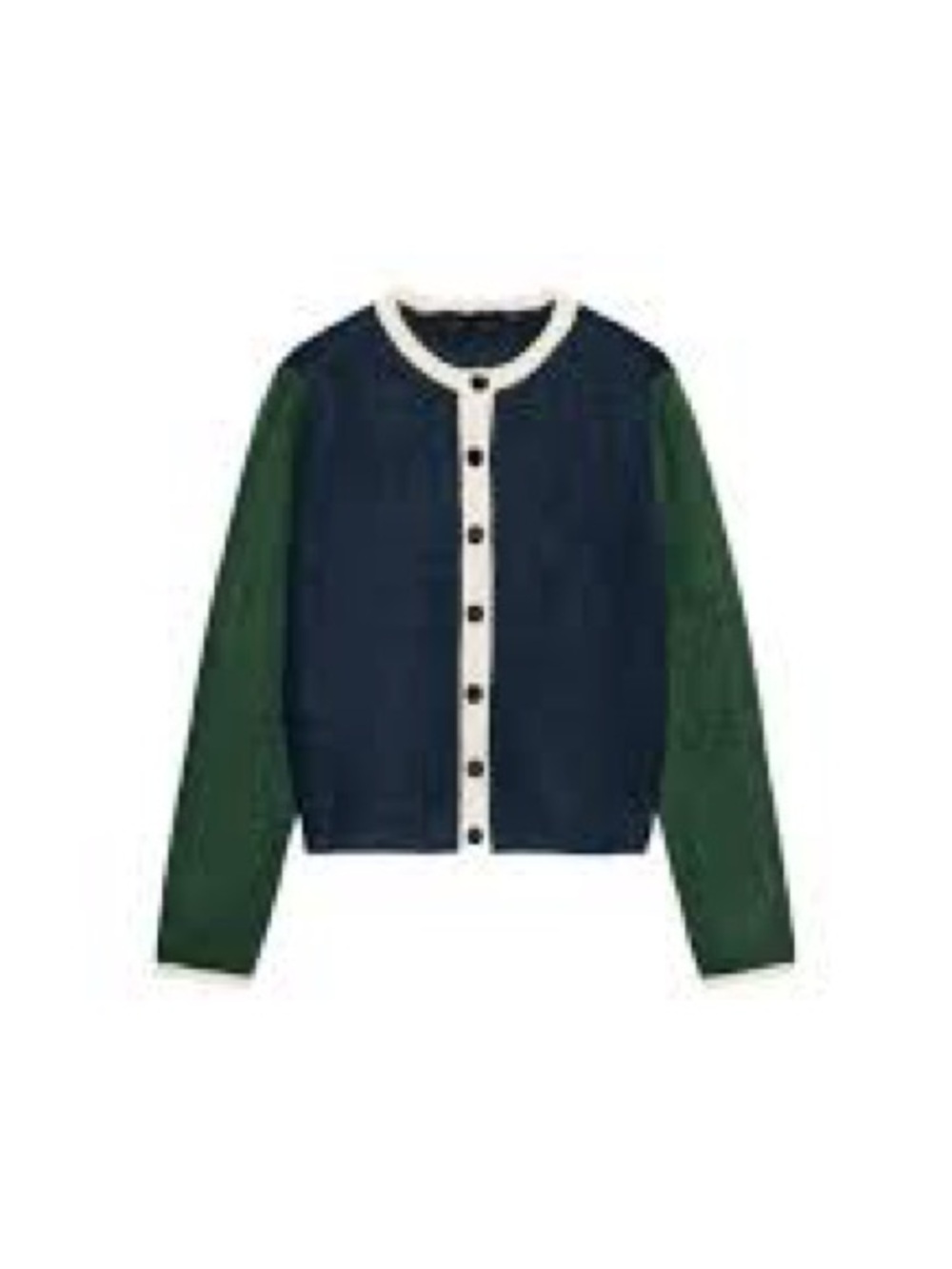 Zara Navy and Green Colorblock Button Cardigan